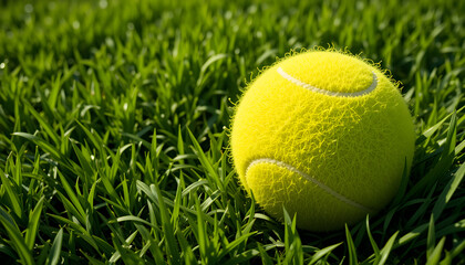Tennis Ball on Grass: Sports, Recreation, Outdoors