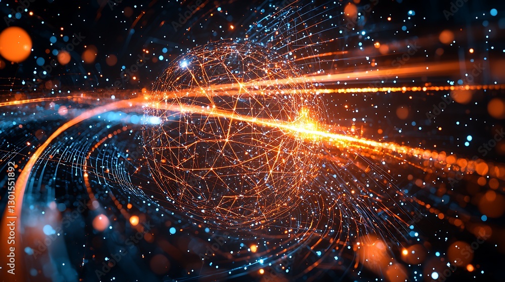 Poster abstract global network, digital sphere
