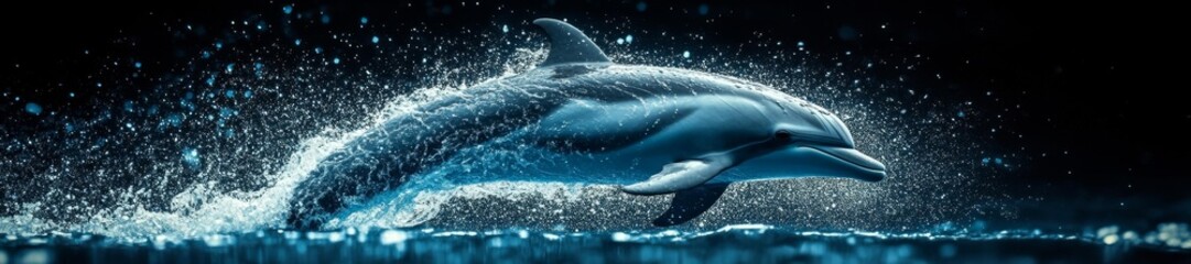 Dolphin Leaping Through the Sparkling Ocean Waves. Generative AI