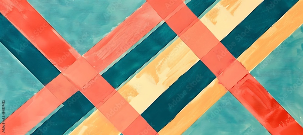 Aufkleber vibrant geometric background featuring overlapping orange, cyan, and blue lines in a dynamic and mod