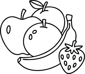 A Simple Line Art Illustration of fruit