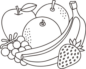 A Simple Line Art Illustration of fruit