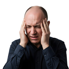 Stressed Man Holding Head in Pain
