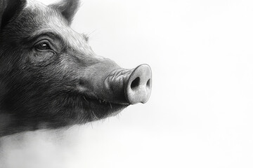 Close-up of a pig portrait featuring intricate details and a serene expression suitable for wall art