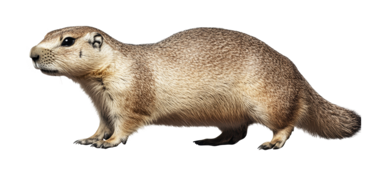 Prairie dog observing its surroundings in a natural habitat during daylight hours for educational purposes, cut out