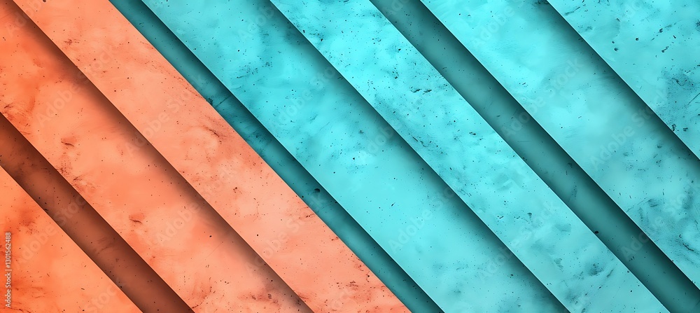 Poster dynamic orange and cyan diagonal lines forming an eye-catching and colorful geometric background