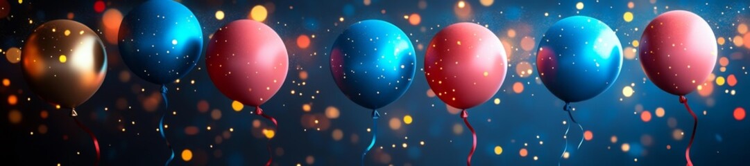 Obraz premium Bright Balloons with Sparkling Confetti for a Party Celebration. Generative AI