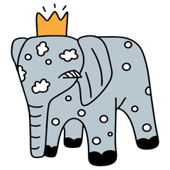 Elephant. Flat Vector Illustration in doodle technique