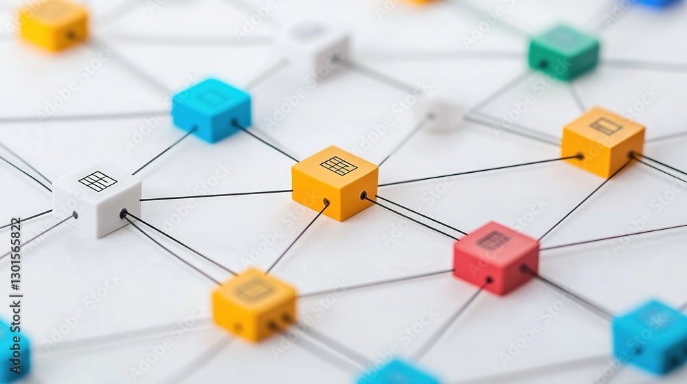 Poster interconnected accounting concepts visualized digital space graphic representation modern environmen