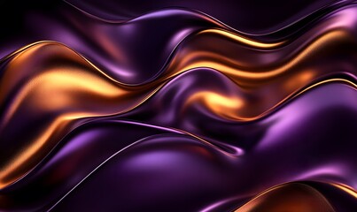 Obraz premium Abstract fluid background with golden and purple waves and smooth texture