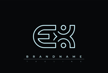 EX Technology Letter  Logo Template. This tech letter logo is a graphic mark that uses letters to represent a technology company.