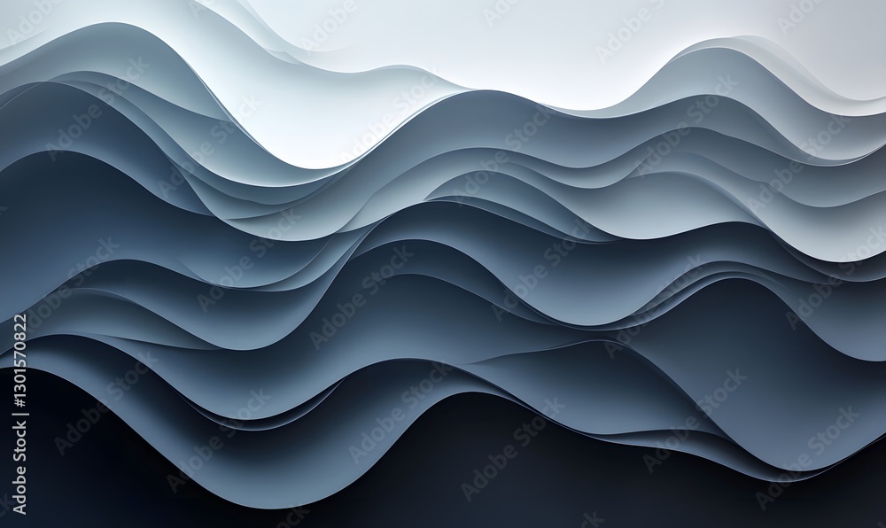 Poster abstract blue gray wavy layers background with smooth gradient transition