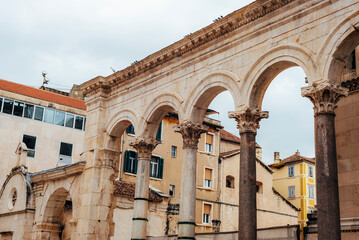 Ancient stone arches of Diocletian's Palace in Split, Croatia