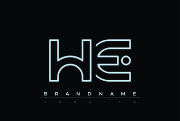 HE Technology Letter  Logo Template. This tech letter logo is a graphic mark that uses letters to represent a technology company.