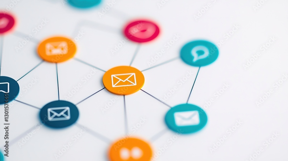Poster digital marketing strategy online platforms conceptual image modern environment close-up view interc