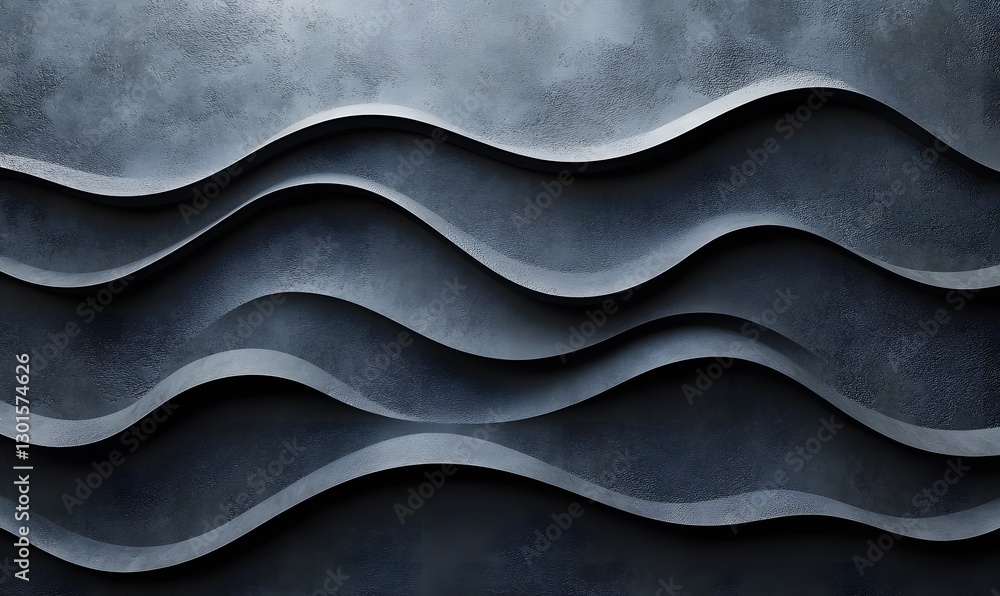 Poster abstract flowing wave pattern on a textured dark grey surface background