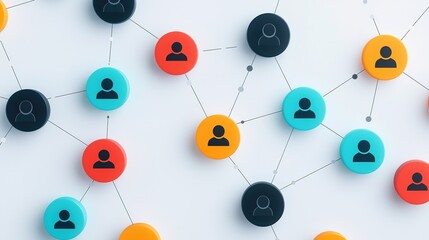 Interconnected crm icons in a modern digital environment aerial business relationships overview