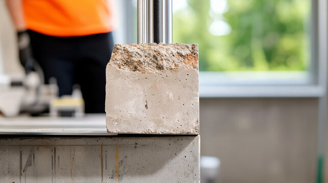 precision-cut limestone core sample with visible fossil inclusions and mineral banding being photographed for digital archiving in corporate research center