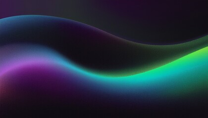Abstract grainy background, purple blue green blue vibrant color wave black backdrop, noisy texture poster banner design