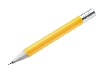 Yellow pencil designed for writing and drawing in classrooms and offices during creative activities and educational sessions, cut out