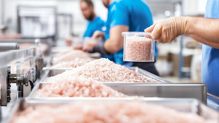 Fototapeta premium rows of salt mounds reflecting in thin water layer covering Salar de Uyuni