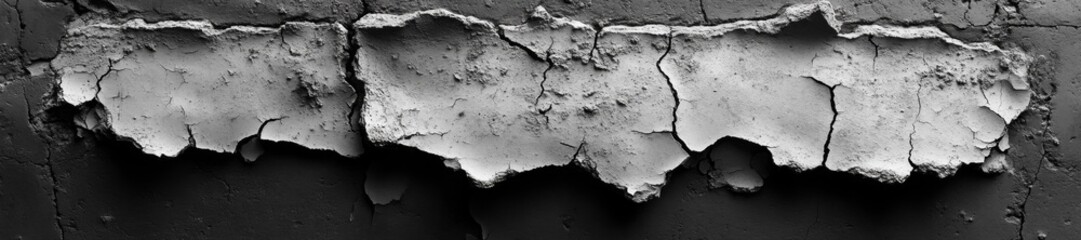 Obraz premium Close-up of a Cracked Concrete Wall in Black and White Creating Texture and Depth. Generative AI