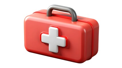 3D First Aid Kit with white Cross for Medical Emergencies