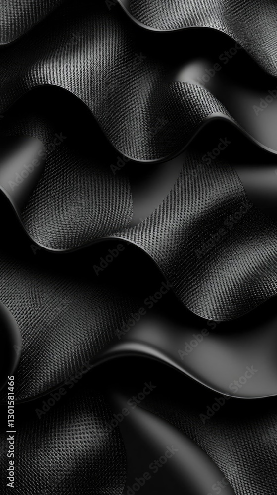 Aufkleber abstract black fabric texture with flowing waves, suitable for backgrounds and design elements