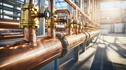 silver pneumatic pipes with digital flow meters and precision valves regulating mineral slurry in a high-tech mining facility
