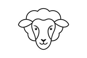 Obraz premium Stylish Line Drawing Sheep Head Icon - Logo Design Vector