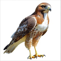 Obraz premium Majestic Hawk Perched in Natural Habitat with Sharp Gaze