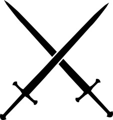 sword crossed silhouette vector file svg black color
