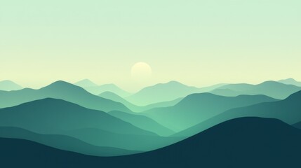 Obraz premium A serene abstract landscape featuring soft gradients of blue and green hues.