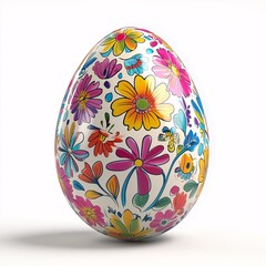 Colorful decorative Easter egg adorned with vibrant flowers and intricate designs