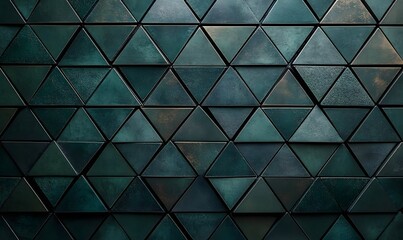 Abstract dark green triangle geometric pattern, modern wall texture surface