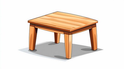 Rustic Wooden Coffee Table Illustration: A Hand-Drawn Design AI Generated