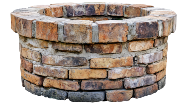 Old brick well preserving history on transparent background