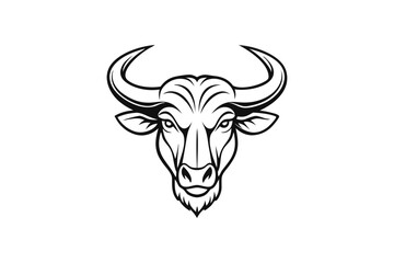 Minimalist Wildebeest Head Logo | Line Art Vector Icon