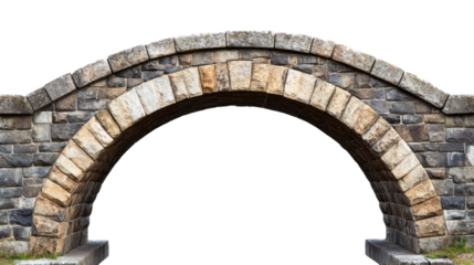 Stone arch bridge with transparent background creating seamless integration