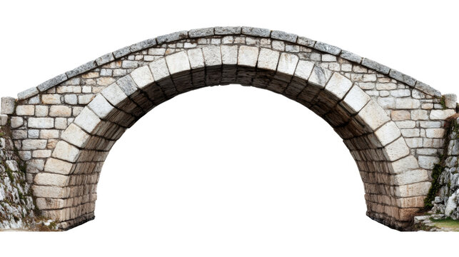 Old stone arch bridge isolated on transparent background