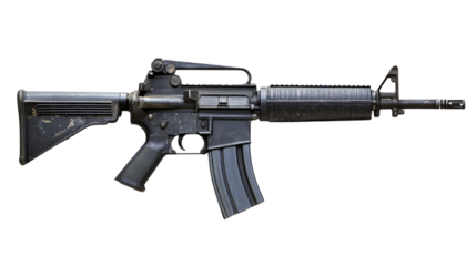 M16 assault rifle isolated on transparent background