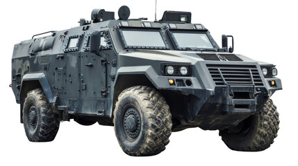 Armored military vehicle isolated on transparent background