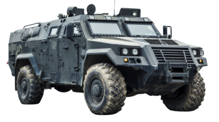 Armored military vehicle isolated on transparent background