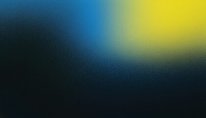 Obraz premium Dark grainy gradient background, blue yellow black abstract noisy texture poster backdrop banner header cover design