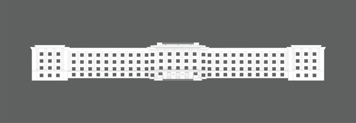 Exterior view of the building. Vector