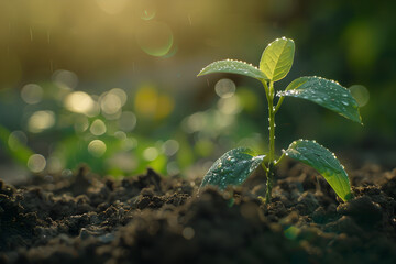 Young Sapling in Soft Sunlight Symbolizing New Beginnings and Growth in Natural Environment