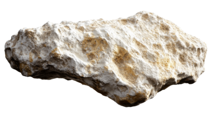 Limestone rock floating on transparent background, geology specimen