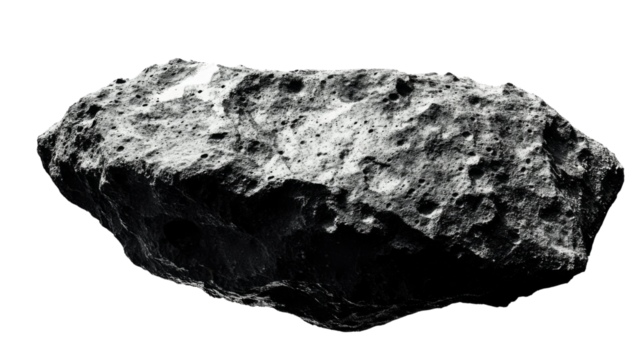 Large asteroid floating in space with transparent background - Powered by Adobe
