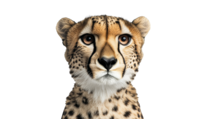 Cheetah staring intently with transparent background