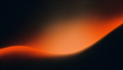 Dark noisy grainy poster background, orange black abstract glowing shape, header cover backdrop design noise texture banner, copy space